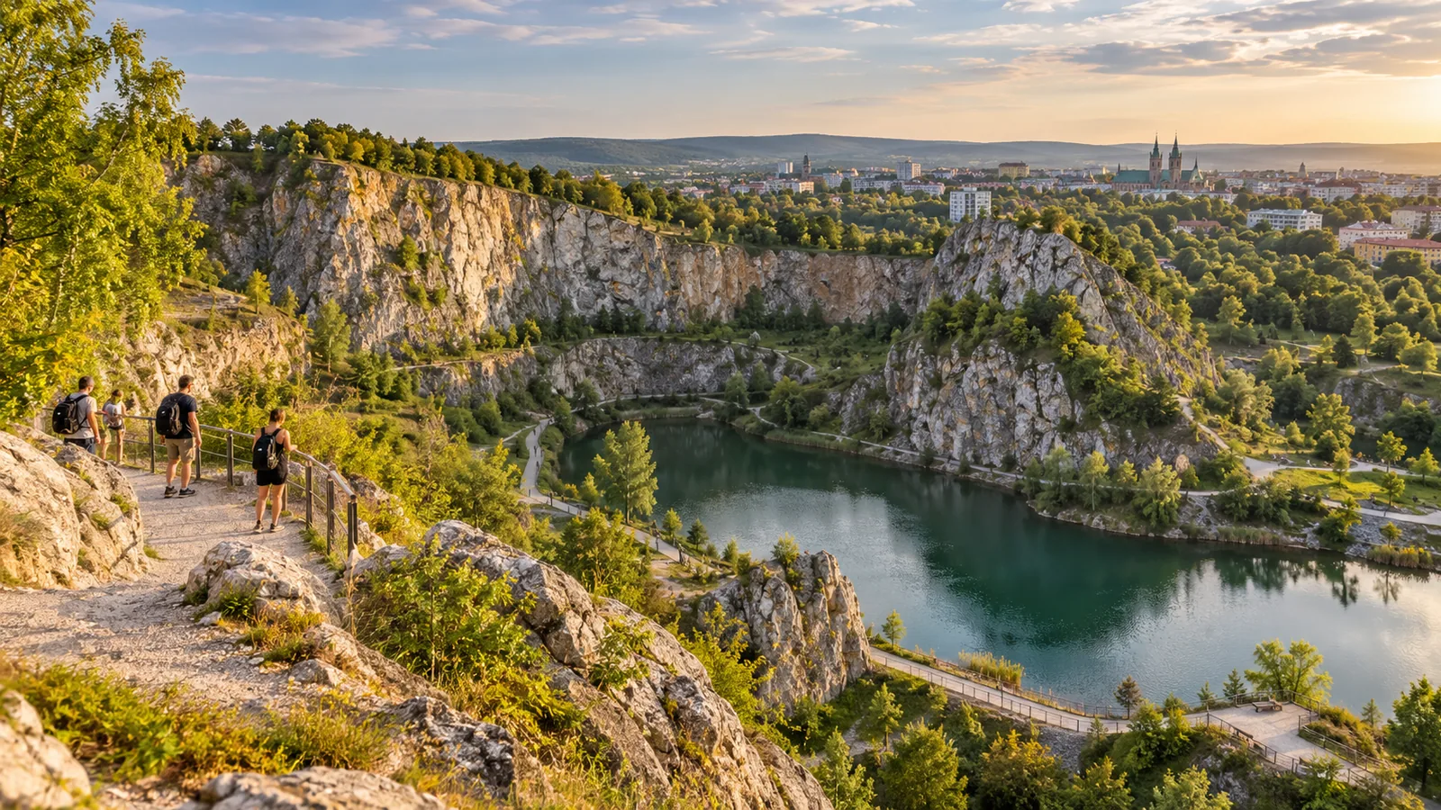 Redakcyjna interpretacja Kadzielni i panoramy Kielc