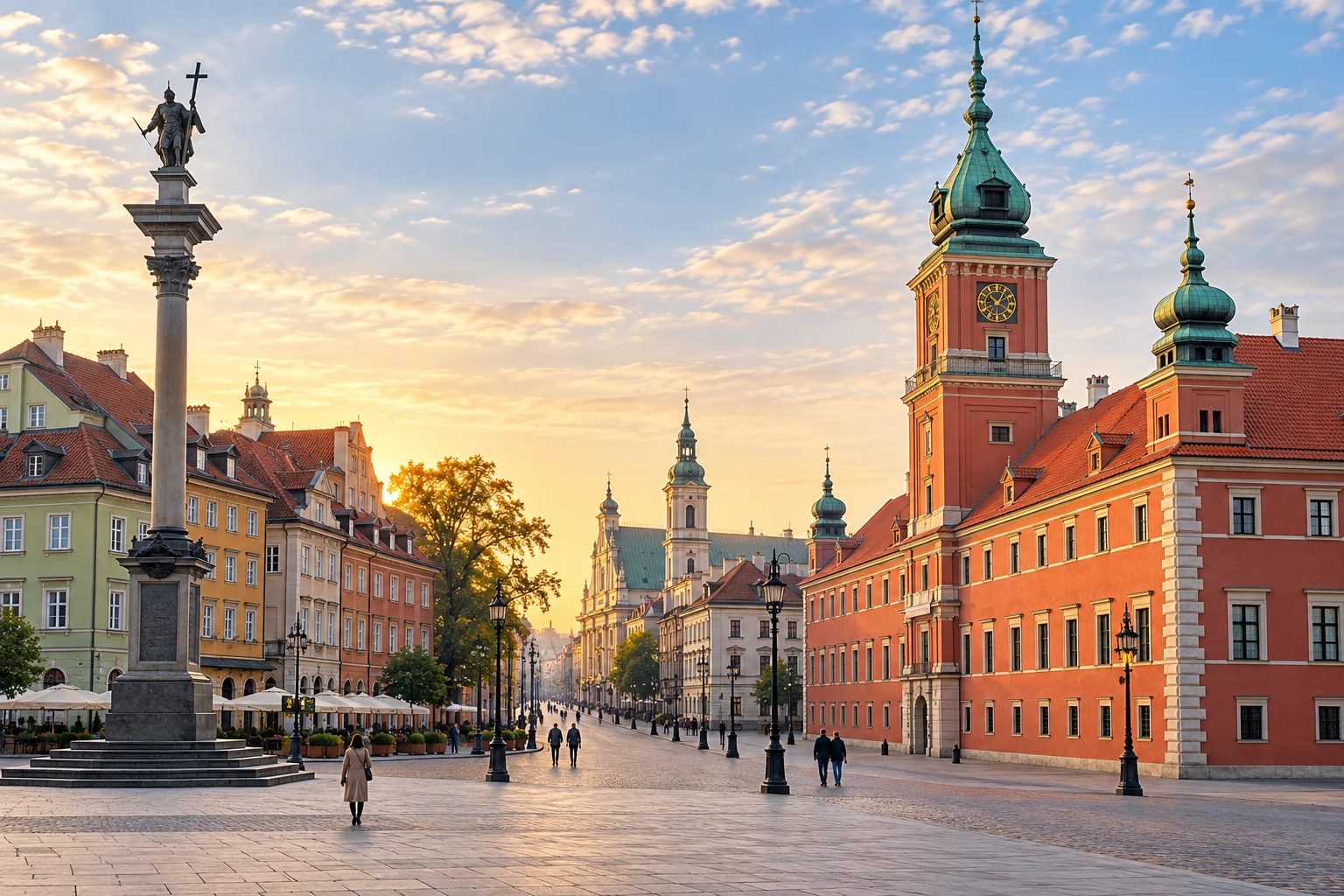 Plac Zamkowy i początek Traktu Królewskiego w Warszawie