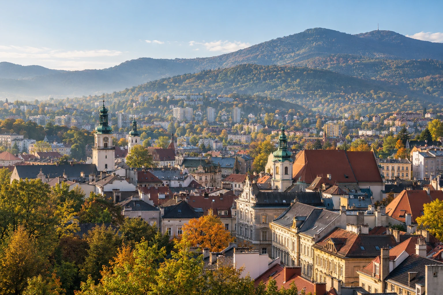 Bielsko-Biała u podnóża Beskidów