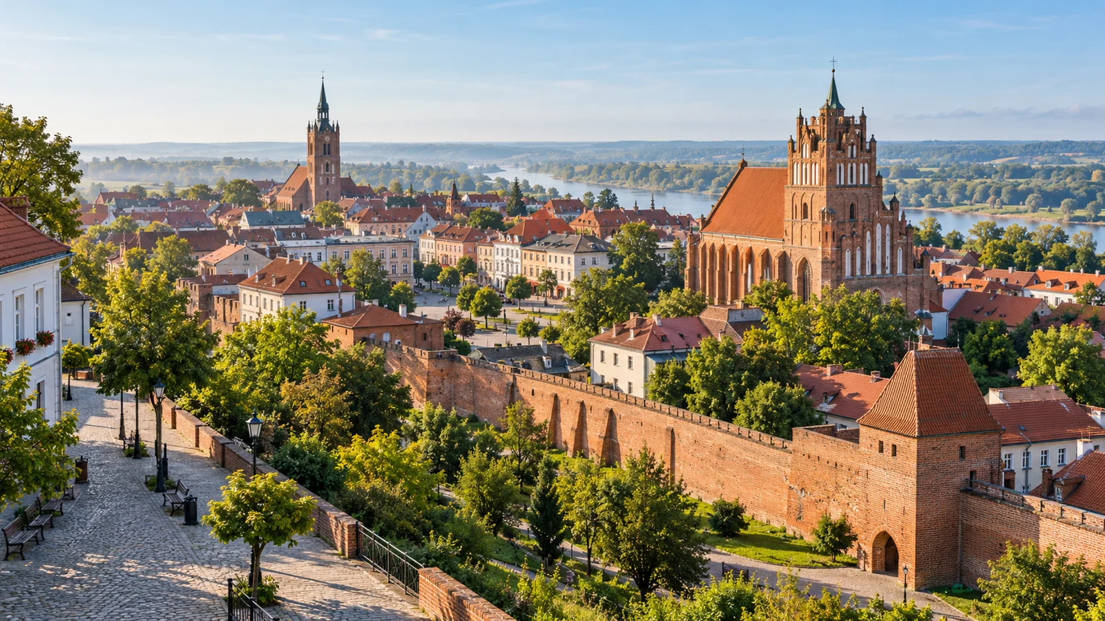Chełmno z gotyckimi wieżami i murami