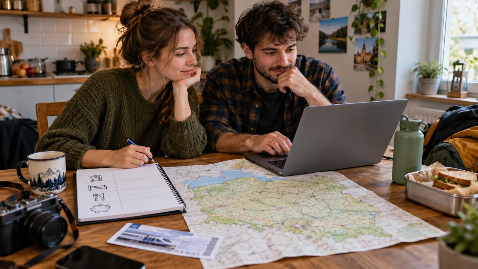 Budżet i mapa przygotowane przed podróżą