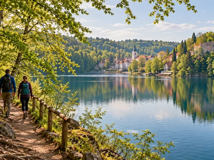 Redakcyjna interpretacja Łagowa nad jeziorem i leśnej ścieżki