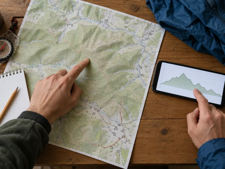Mapa topograficzna porównywana z profilem wysokościowym